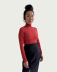 Technical Mock Neck Top in Rouge