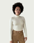 Exaggerated Mock Neck Top in Cream