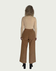 Cotton Wide-Leg Trouser in Camel