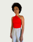 Asymmetrical Tank Top in Electric Tangerine