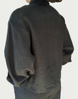 Linen Arc Button Up in Black