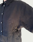 Linen Arc Button Up in Black