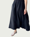 Linen Full Tempo Maxi Skirt in Black