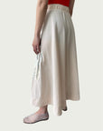 Full Tempo Maxi Skirt — Foil Form I, Winter Peach with Silver Foil