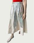 Full Tempo Maxi Skirt — Foil Form I, Winter Peach with Silver Foil