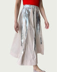 Full Tempo Maxi Skirt — Foil Form I, Winter Peach with Silver Foil