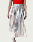 Full Tempo Maxi Skirt — Foil Form I, Winter Peach with Silver Foil