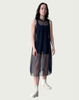 Mesh A-Frame Dress in Khol Black