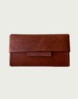 Pleated Wallet in Wildgrain Leather - Cognac