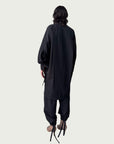 Air Loom Integral Button Up Long Shirt in Black