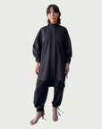 Air Loom Integral Button Up Long Shirt in Black