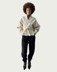 Vitruvian Wrap Coat in Alabaster