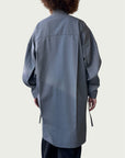 Japanese Denim Integral Button Up Long Shirt in Wet Cement