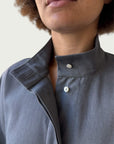 Japanese Denim Integral Button Up Long Shirt in Wet Cement