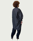 Japanese Denim Integral Button Up Long Shirt in Quiet Black