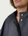 Japanese Denim Integral Button Up Long Shirt in Quiet Black