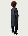Japanese Denim Integral Button Up Long Shirt in Quiet Black