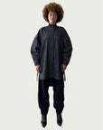 Japanese Denim Integral Button Up Long Shirt in Quiet Black