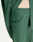 Cotton Wide-Leg Trouser in Green Matcha