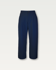Cotton Wide-Leg Trouser in Deep Navy Blue