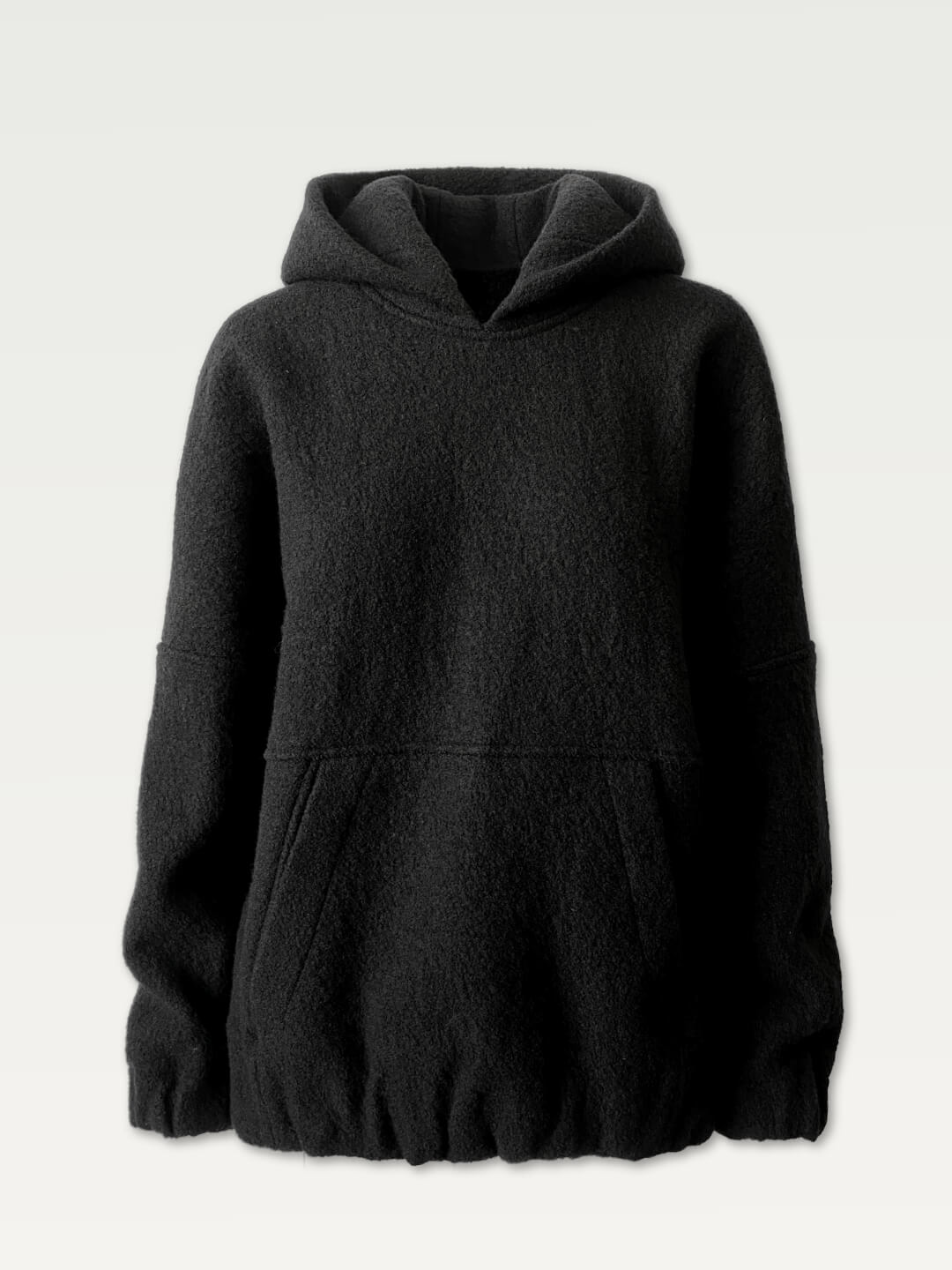 Boiled Wool A.D.C Hoodie in Brushed Black – Hoi Bo