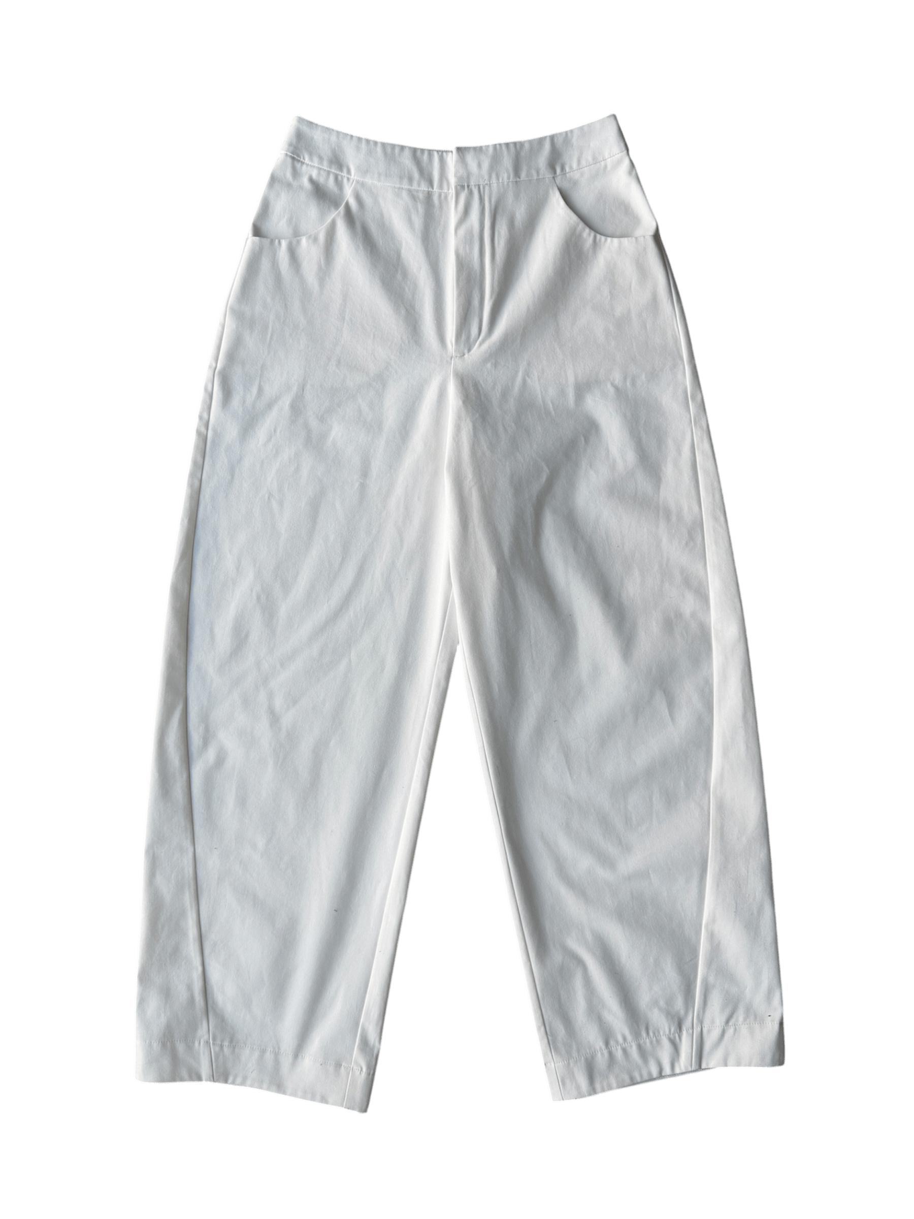 Cotton Contoured Wide-Leg Trouser in White Rabbit