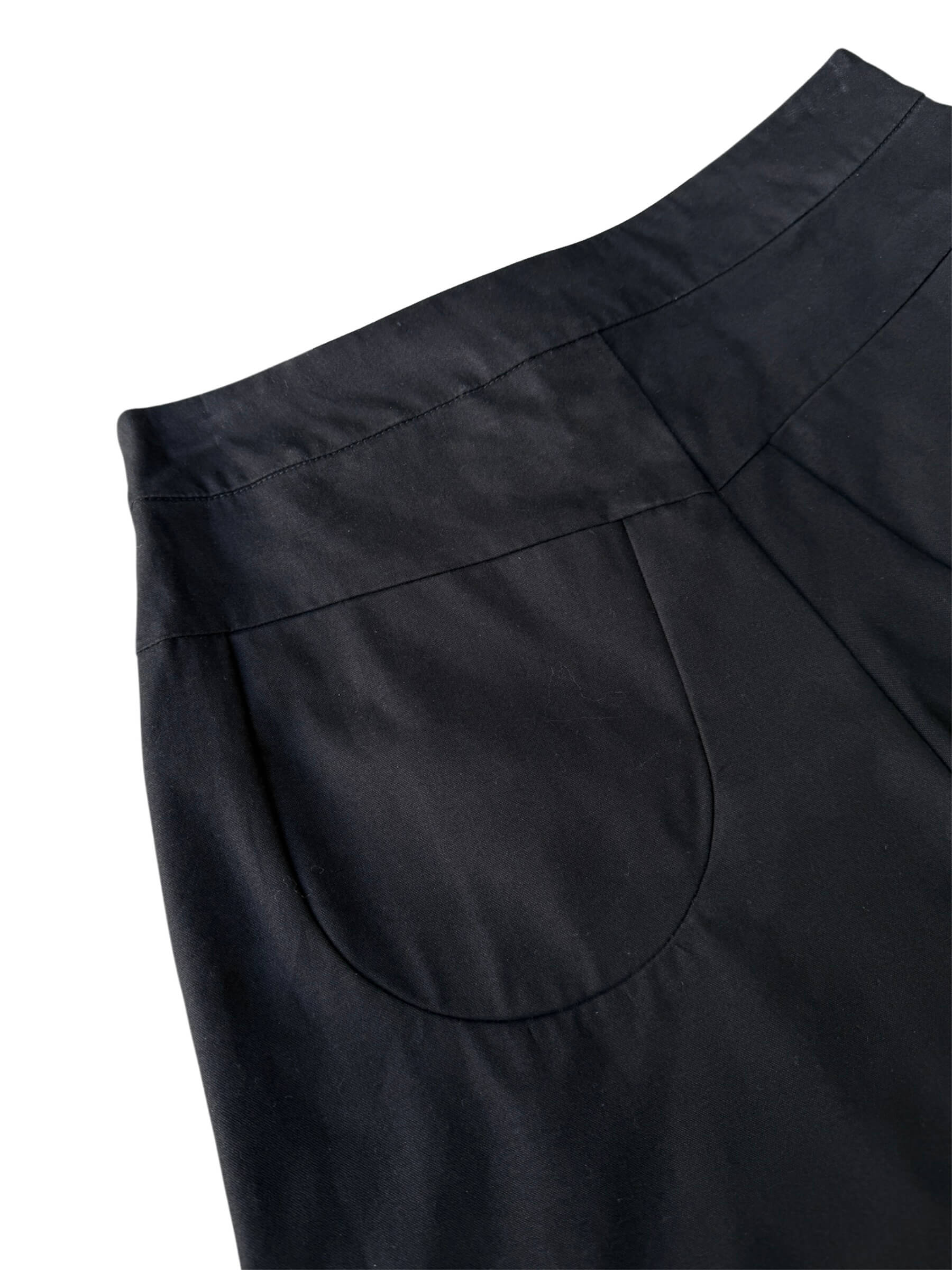 Cotton Contoured Wide-Leg Trouser in Brushed Black