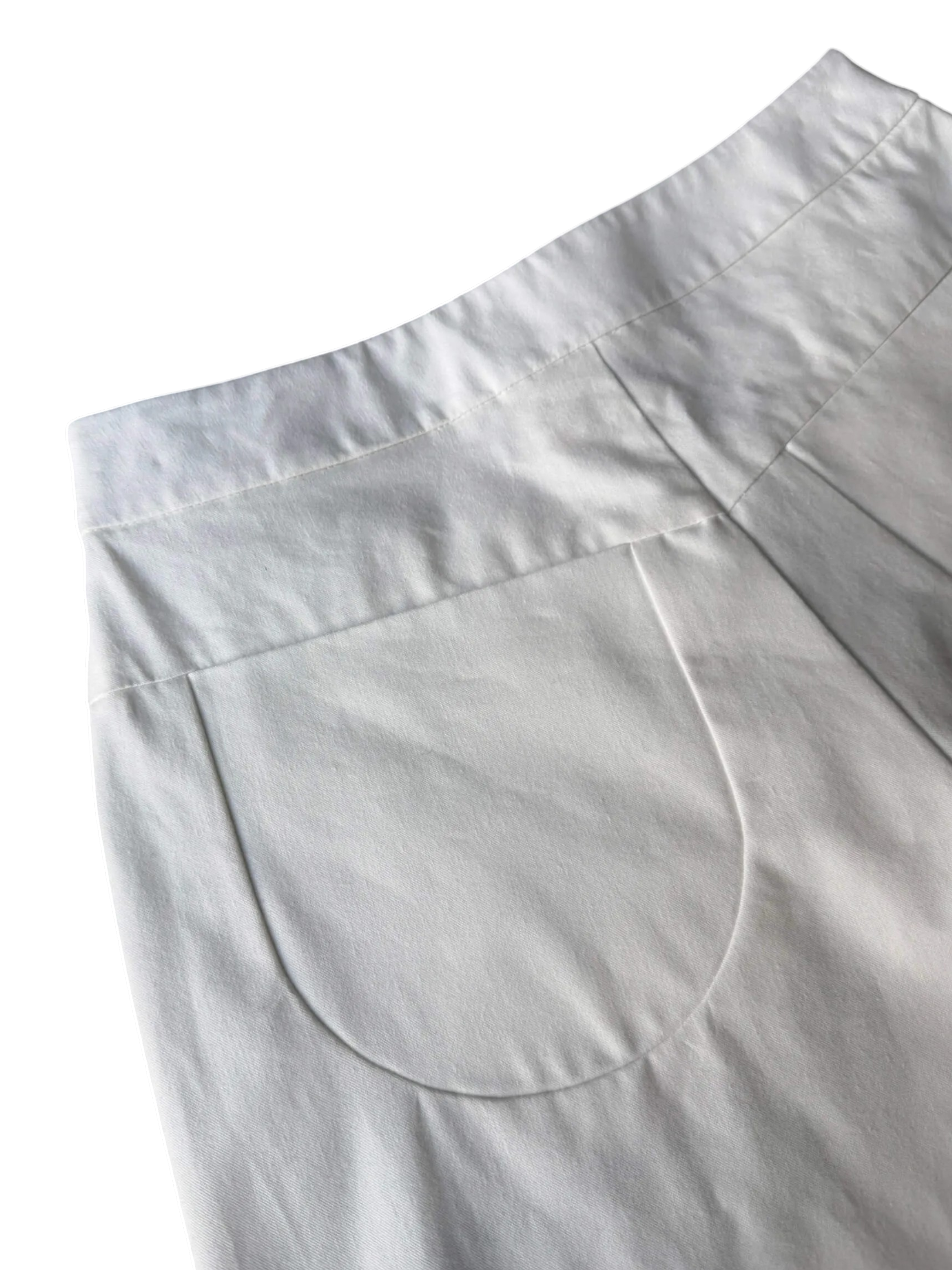 Cotton Contoured Wide-Leg Trouser in White Rabbit