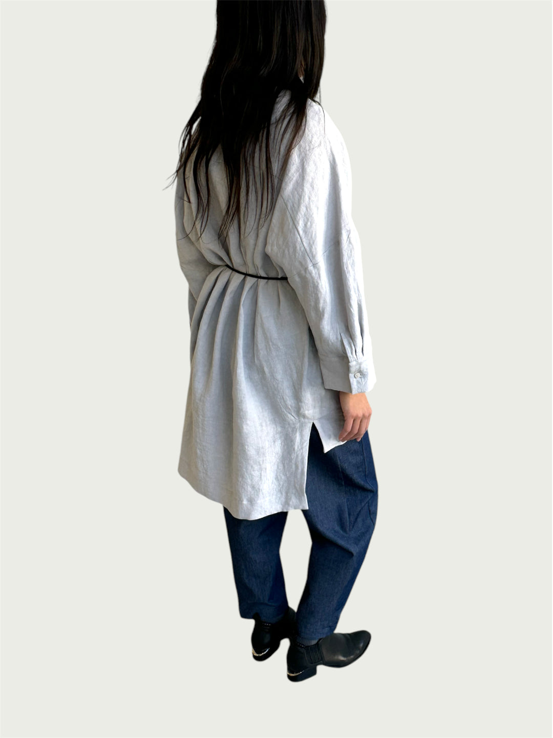 Pocketed Wool Draped Vest in Black