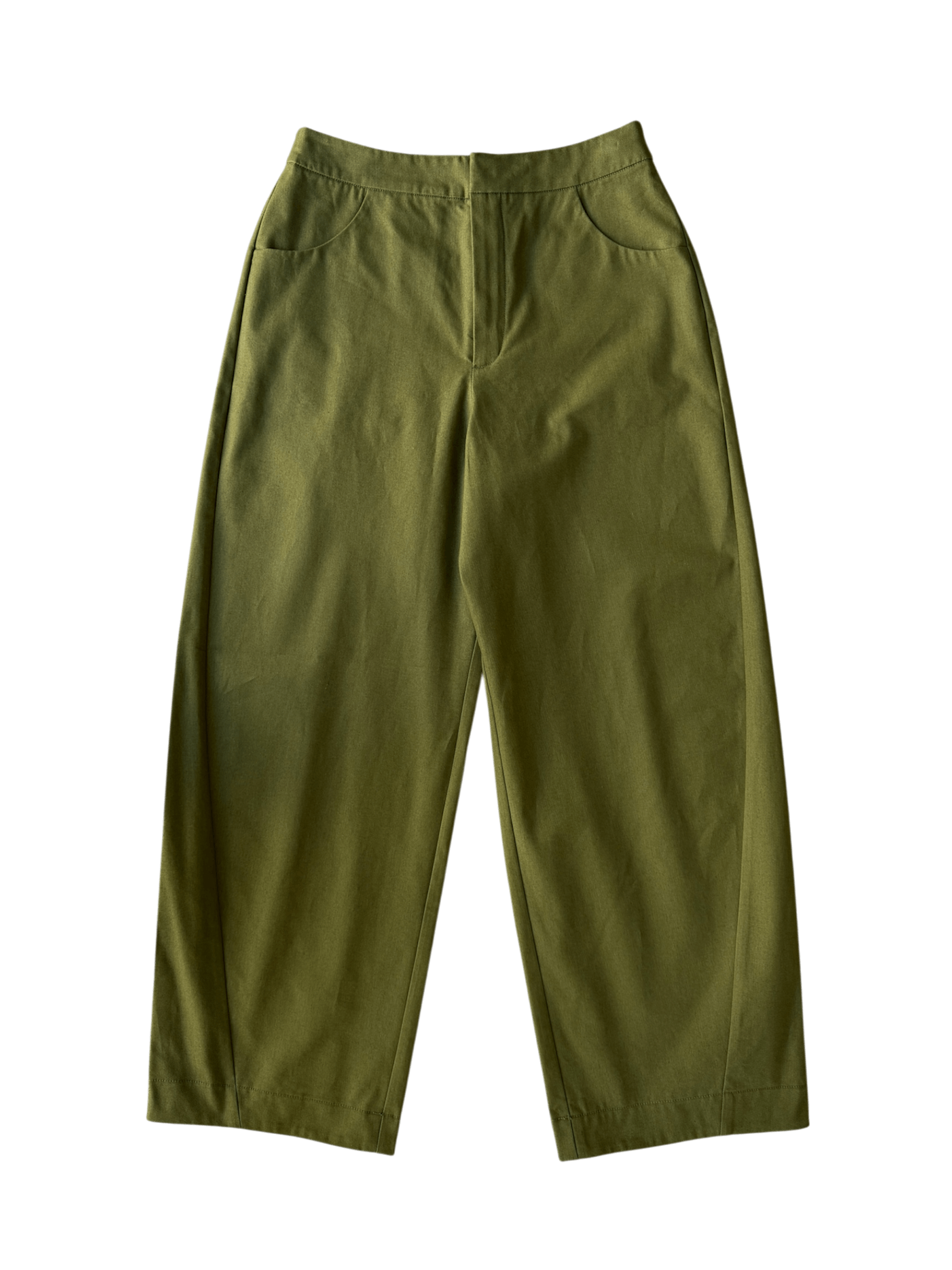Cotton Contoured Wide-Leg Trouser in Lucid Olive