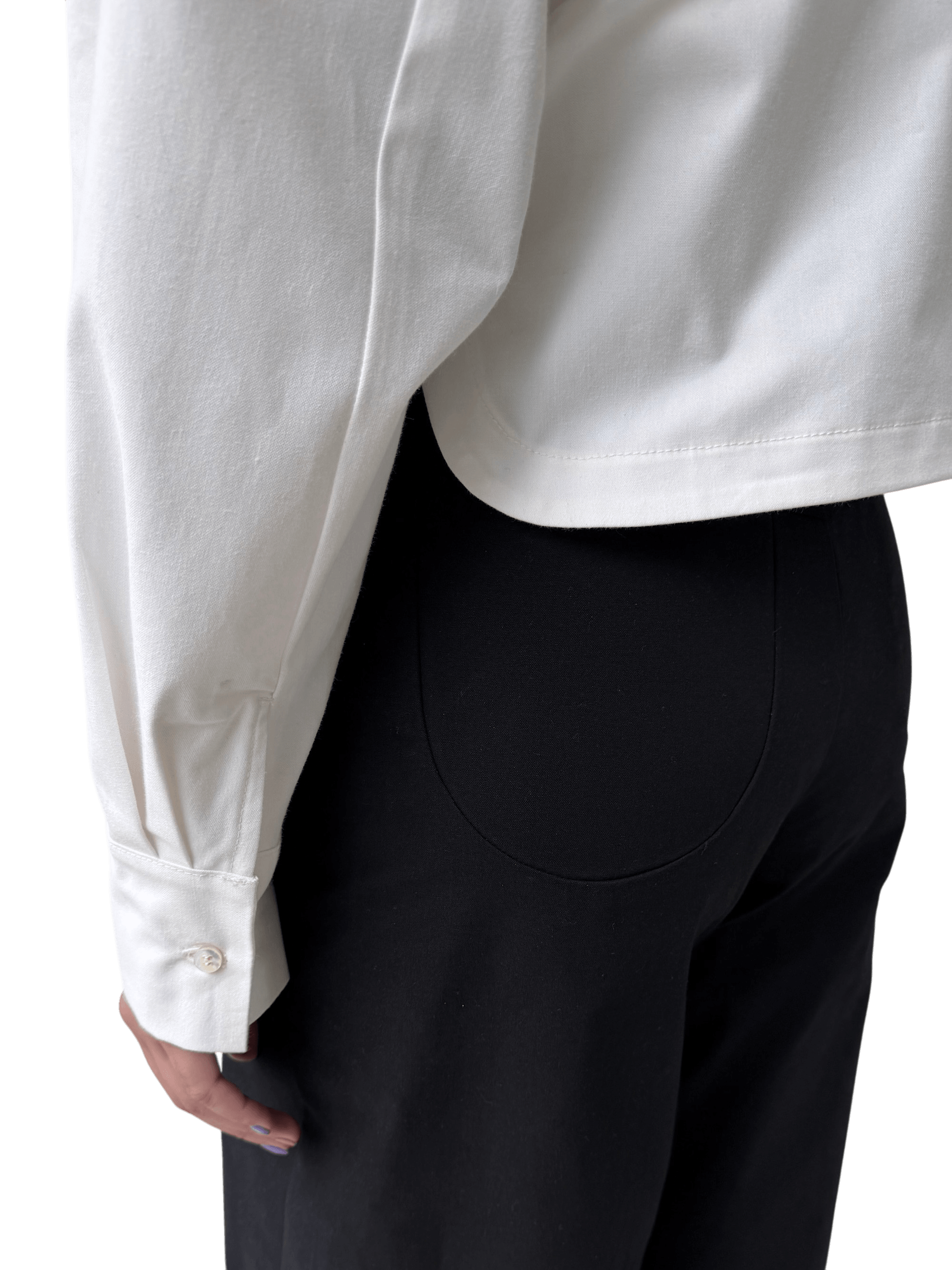 Cotton Contoured Wide-Leg Trouser in Brushed Black