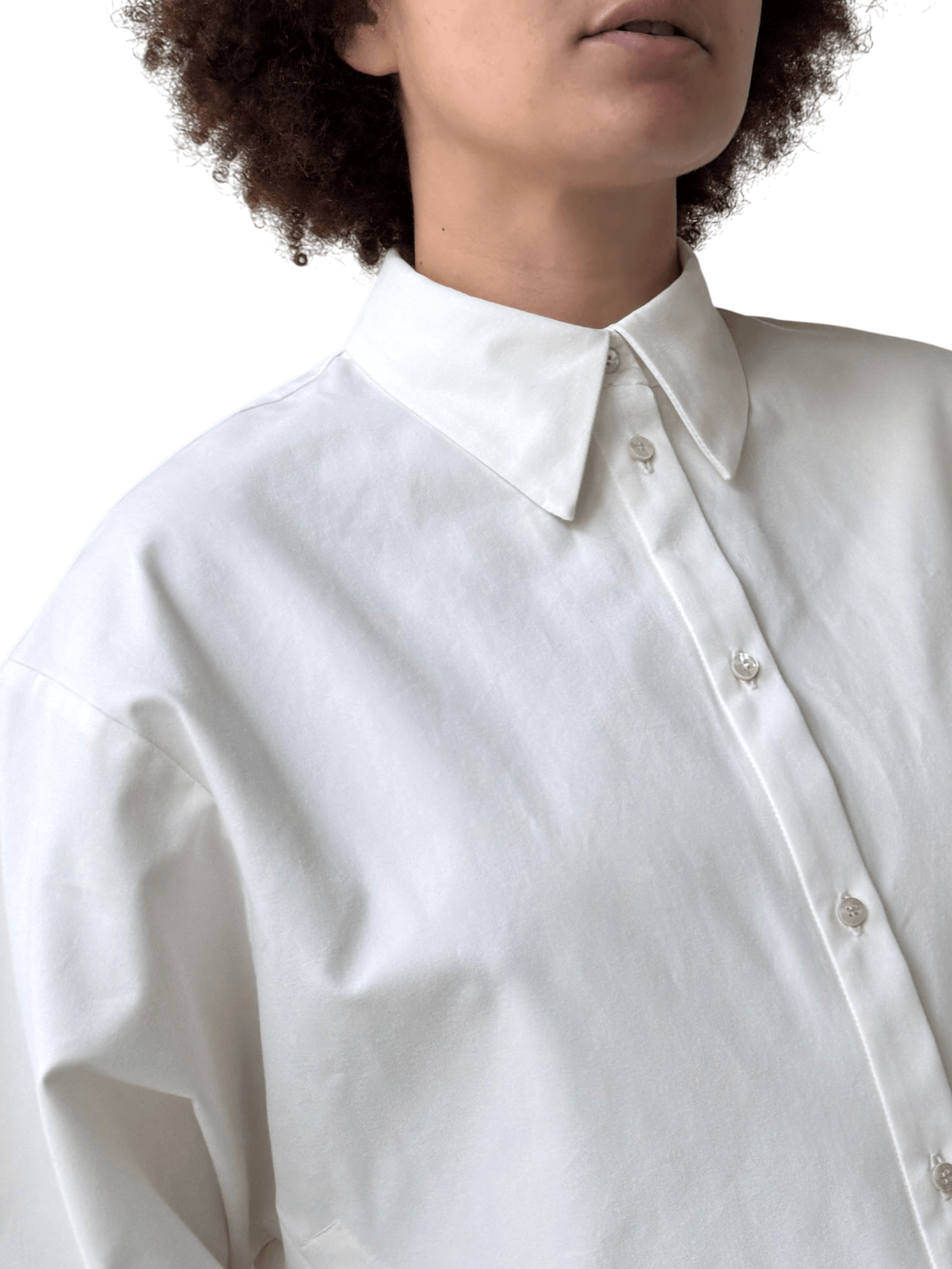 Cotton Arc Button Up in White Rabbit