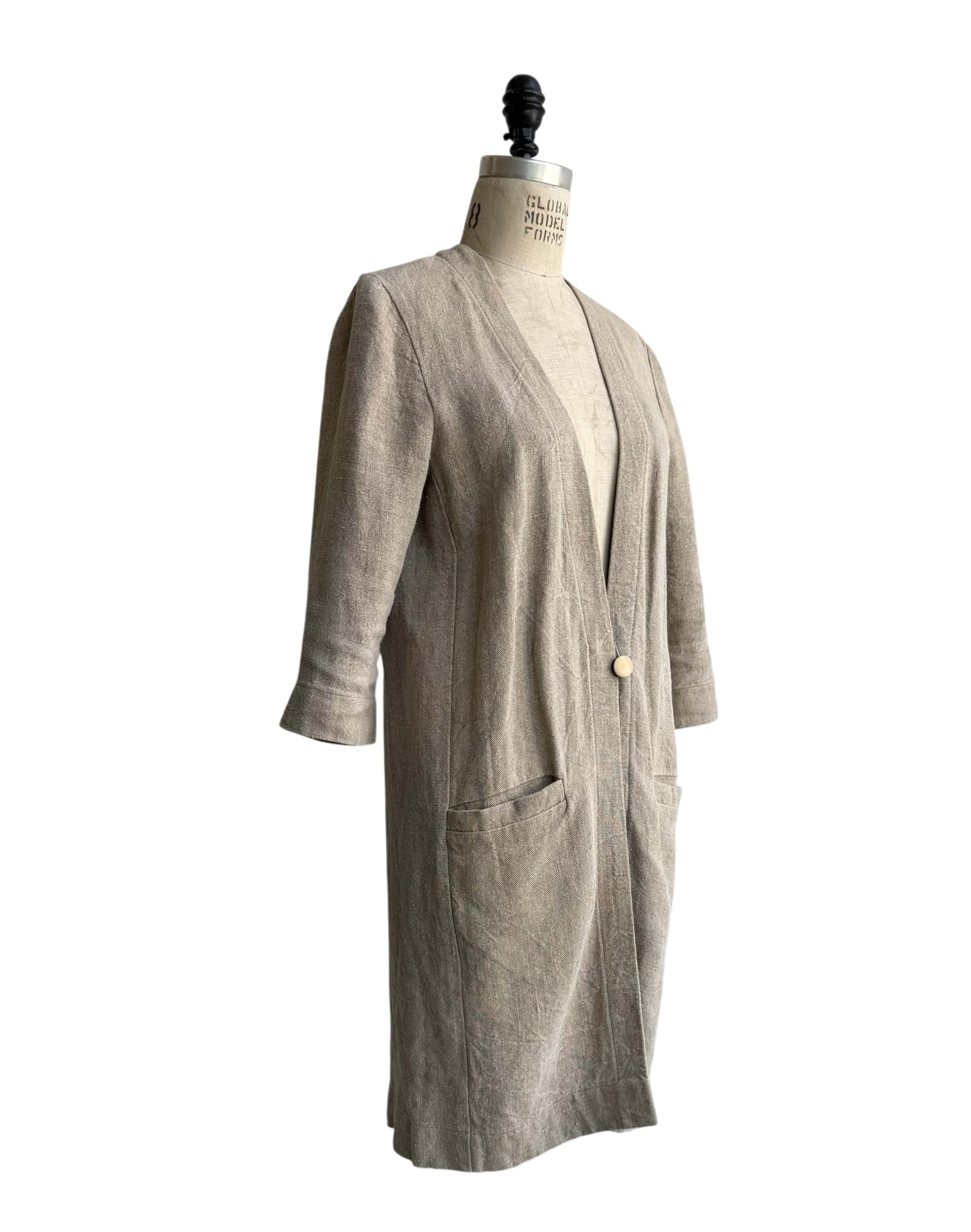 Linen Long Line Blazer in Natural, Medium / OG Price