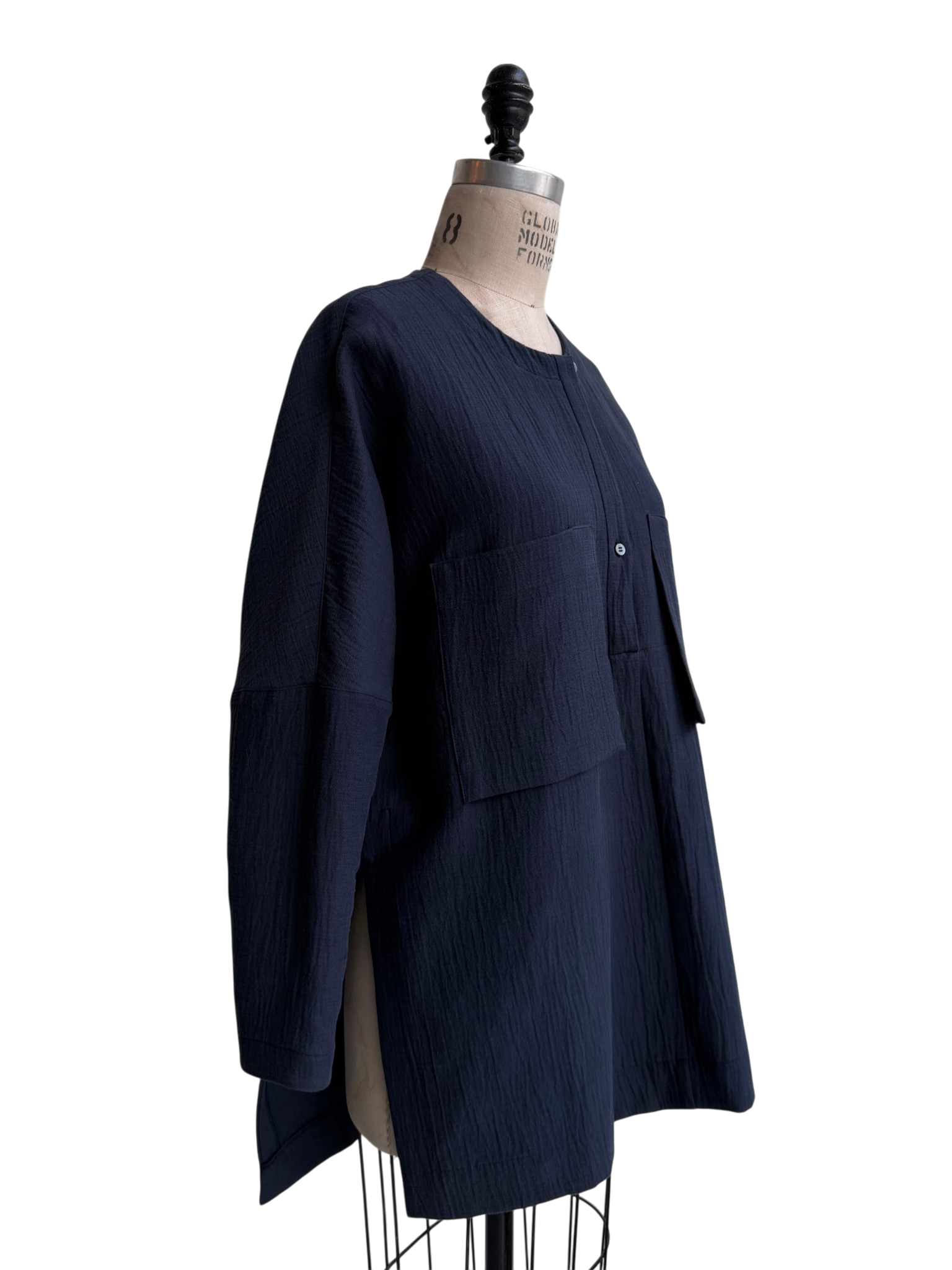 Cotton Side Cut Tunic in Indigo, Medium / OG Price $220