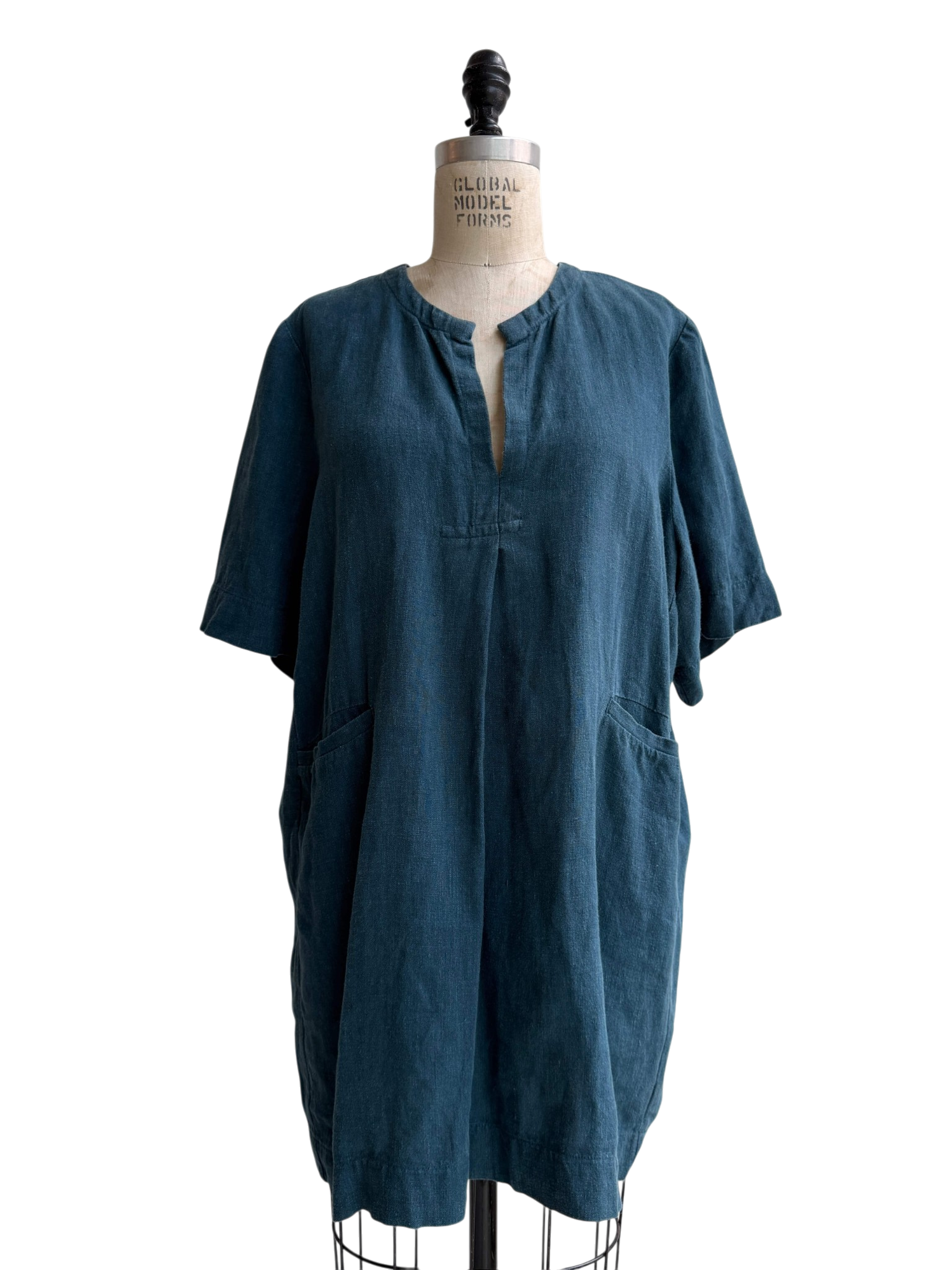 Linen Mini Dress in Indigo, XL / OG price: $298
