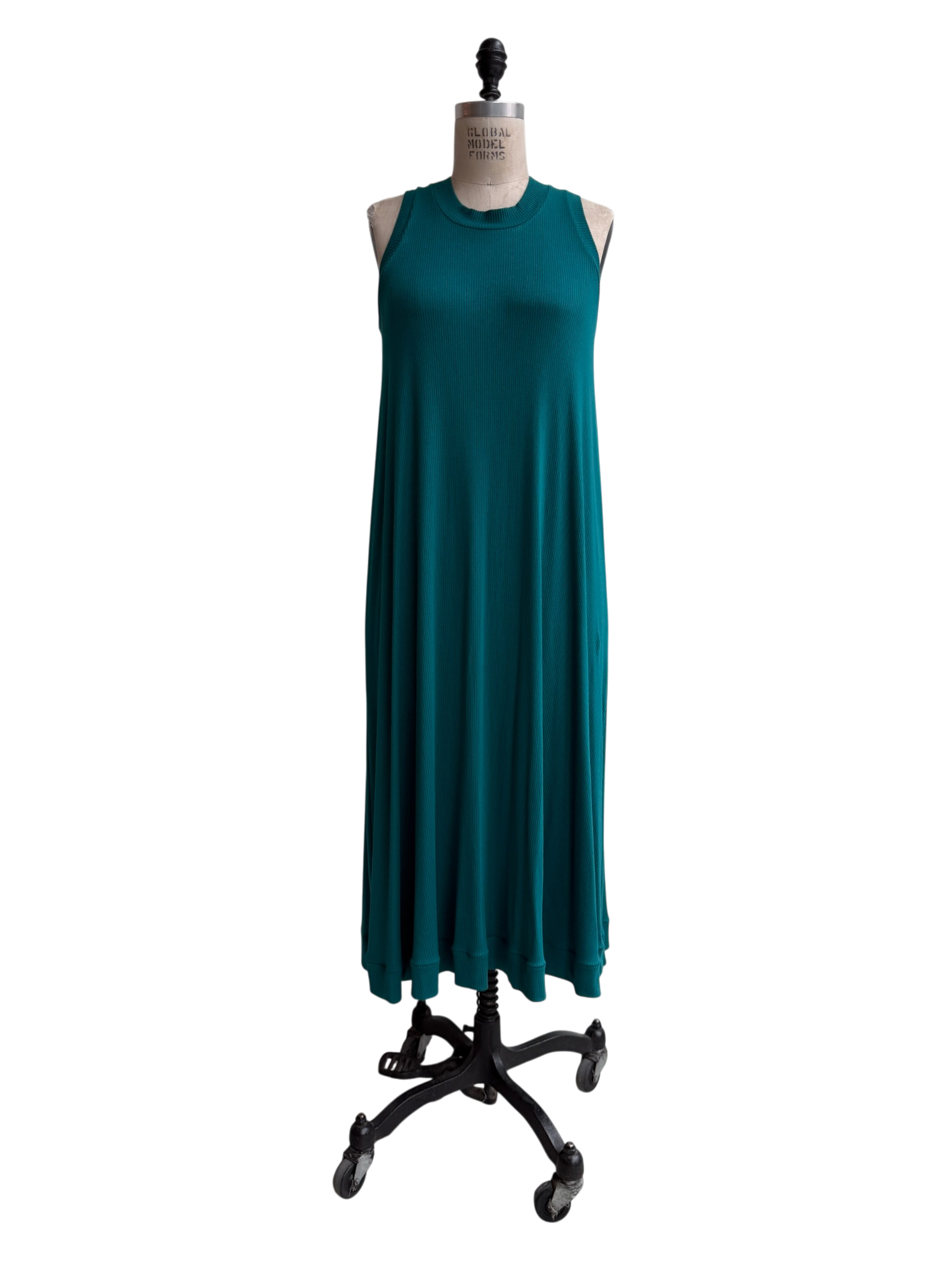 Ribbed A-Frame Dress in Teal, large / OG price $168.00