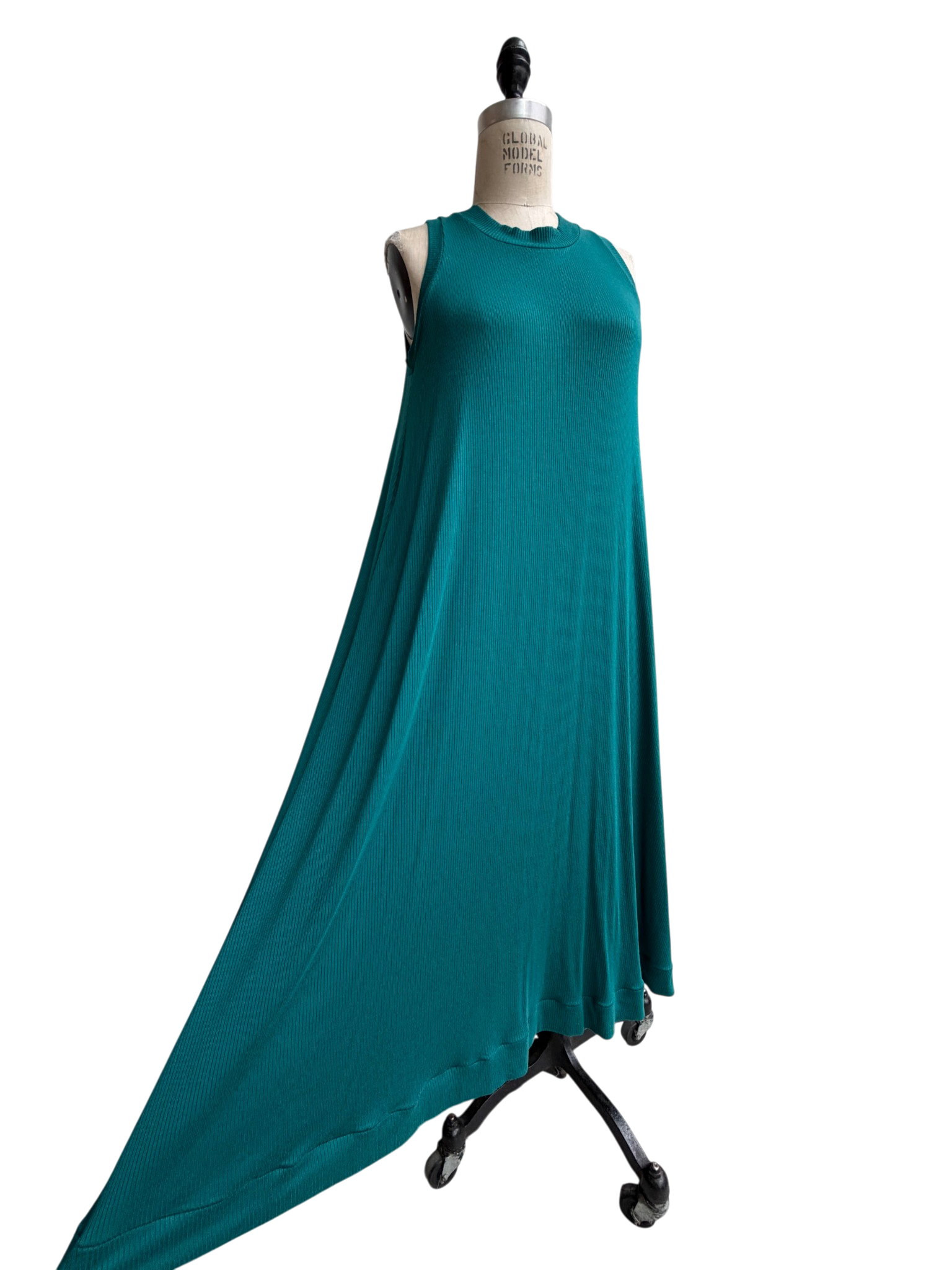 Ribbed A-Frame Dress in Teal, large / OG price $168.00