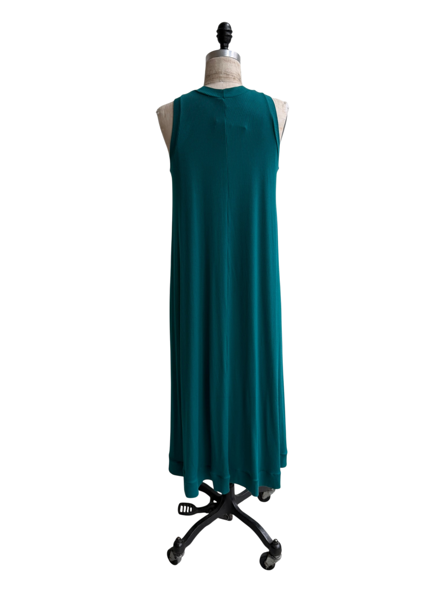Ribbed A-Frame Dress in Teal, large / OG price $168.00