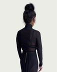 Mesh Mock Neck Top in Black