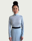 Mesh Mock Neck Top in Powder Blue