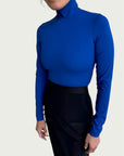 Technical Mock Neck Top in Electric Blue