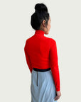 Technical Mock Neck Top in Electric Tangerine