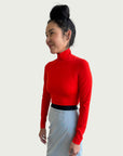 Technical Mock Neck Top in Electric Tangerine