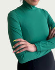 Technical Mock Neck Top in Tennis Court Green