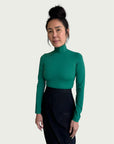 Technical Mock Neck Top in Tennis Court Green