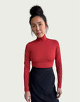Technical Mock Neck Top in Rouge