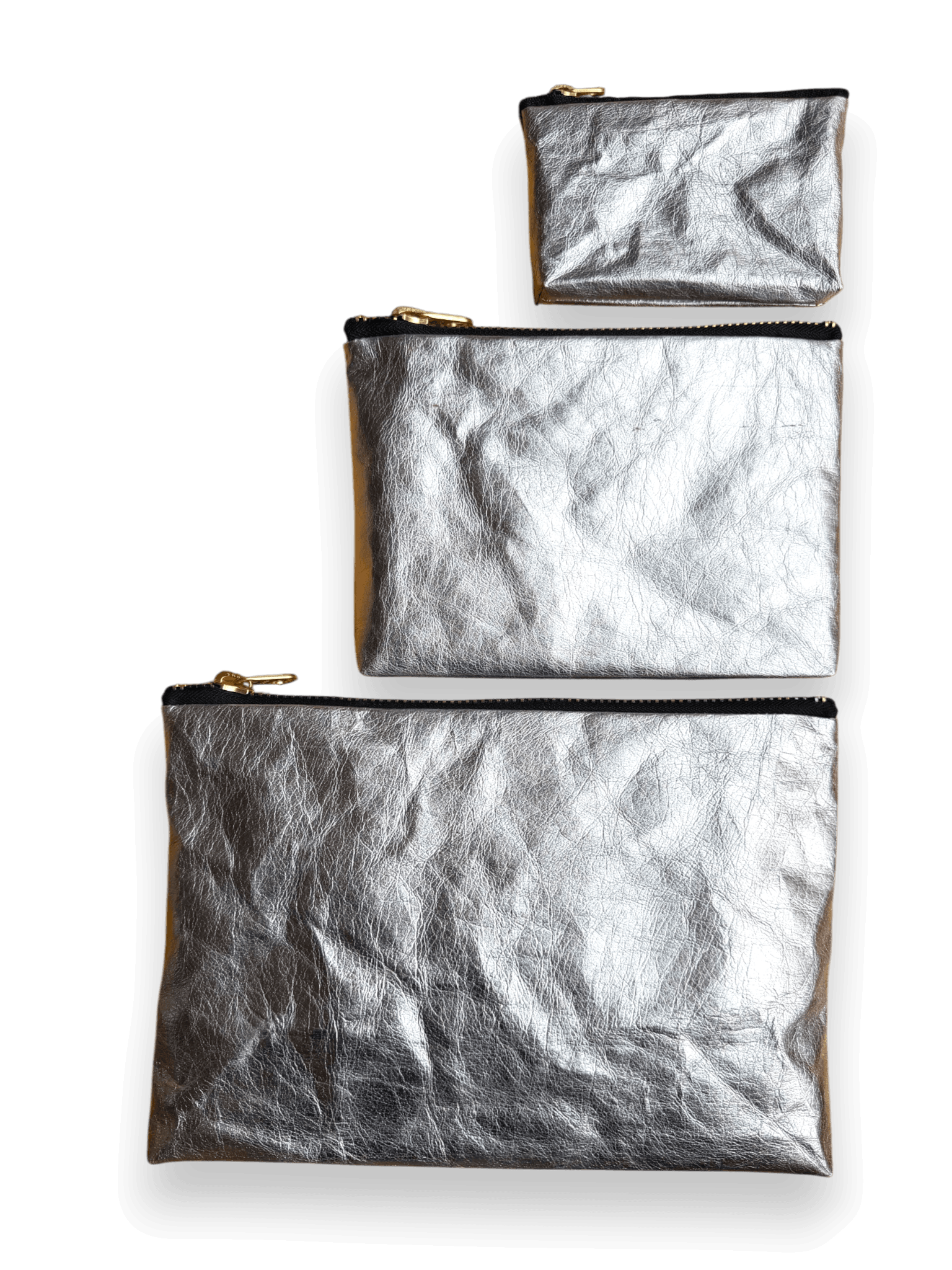 Paper Mini Pouch in Silver / black