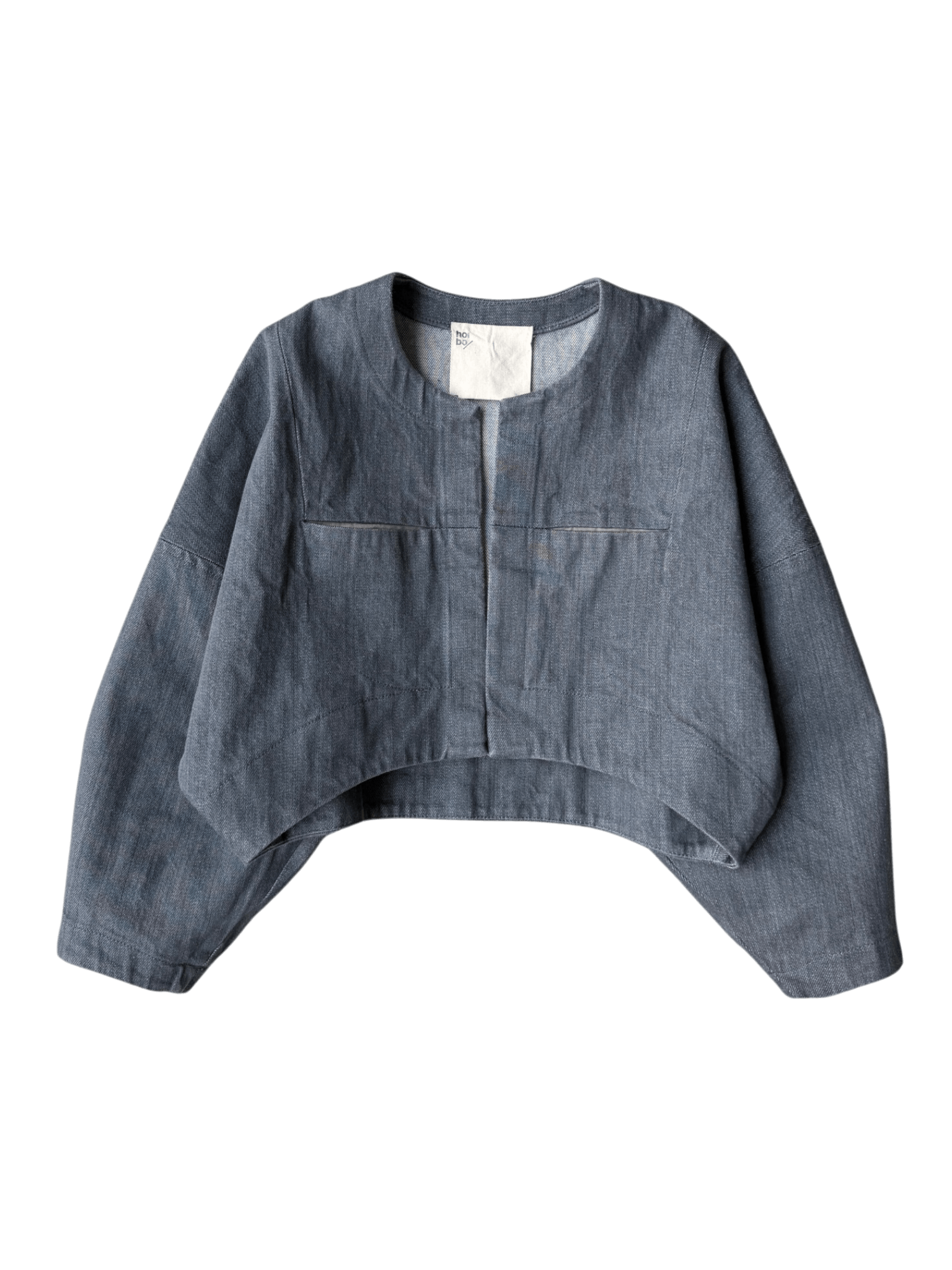 Japanese Denim Contoured Bolero Jacket in Wet Cement