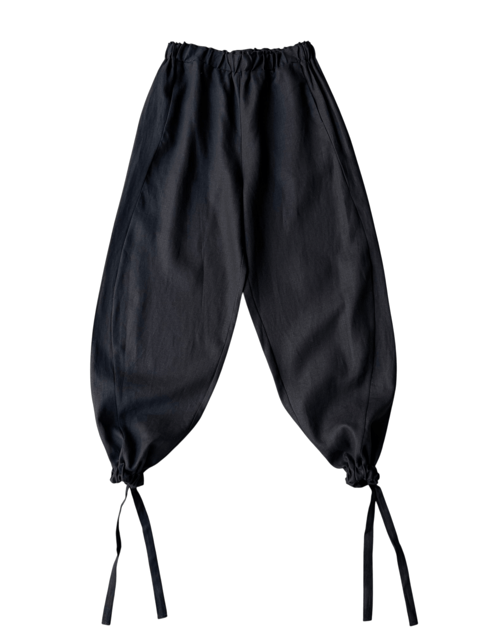 Linen Integral Balloon Pants in Brushed Black