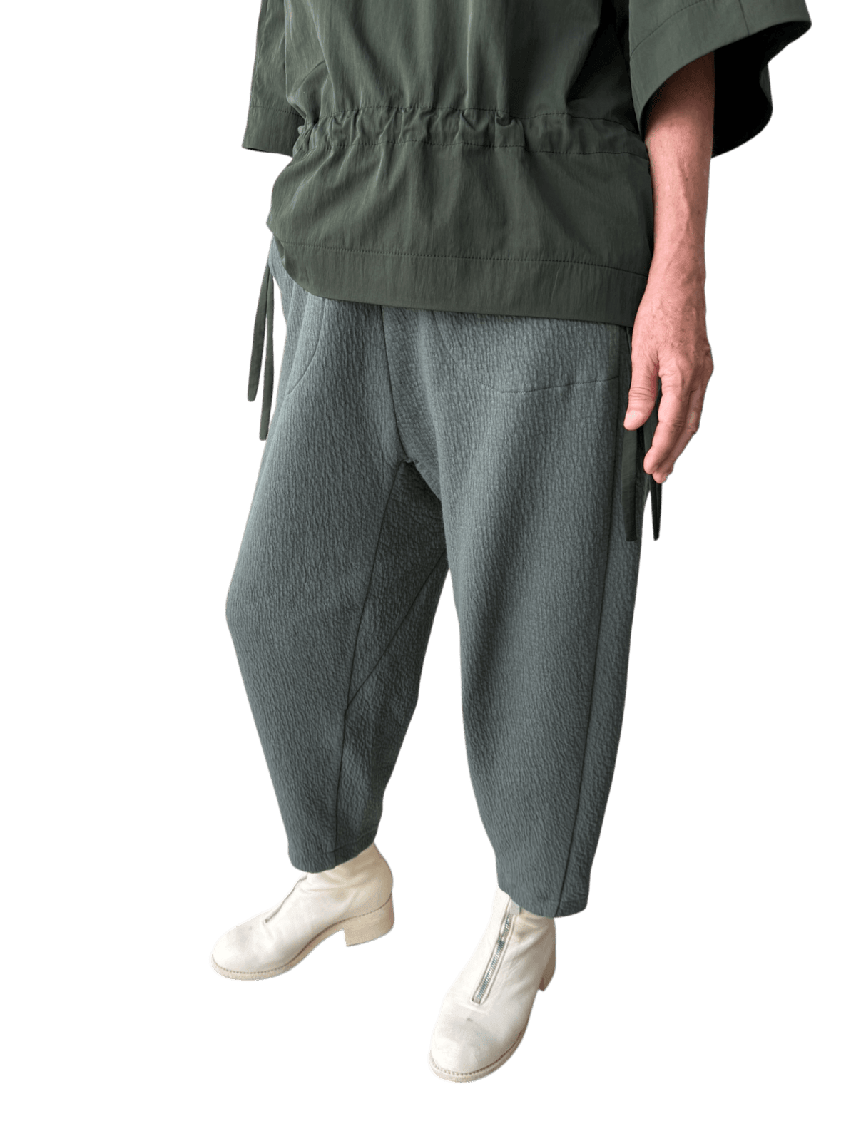 Organic Puffed Cotton A.D.C Drop Pant in Sage